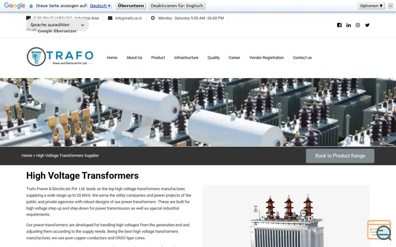 Screenshot of Trafo Power