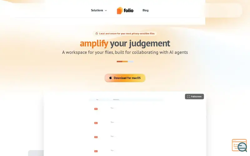 Screenshot of folio