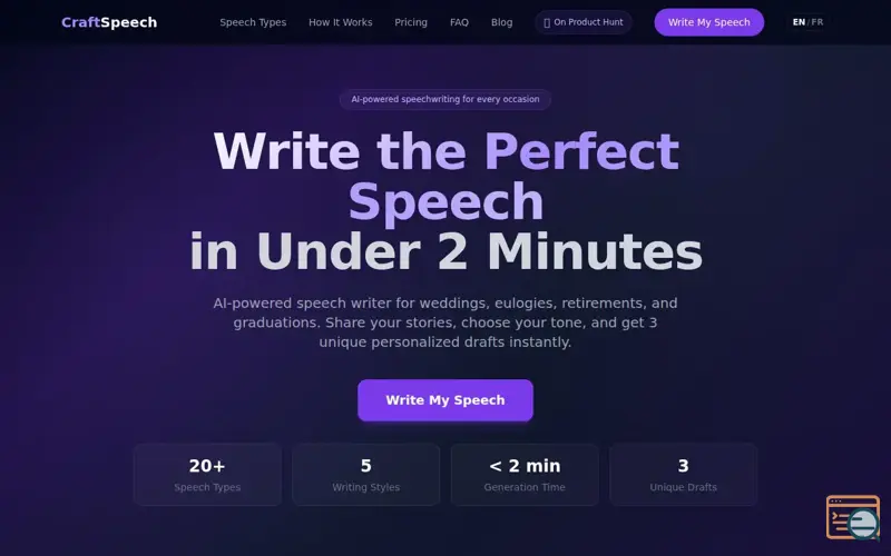 Screenshot of CraftSpeech AI