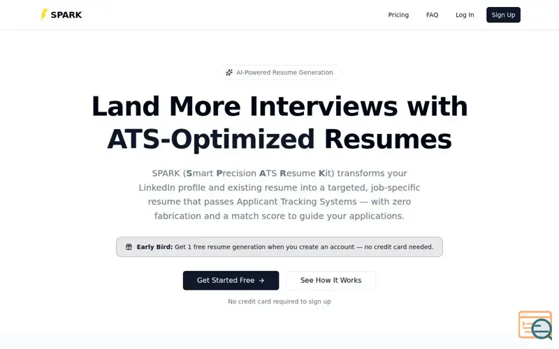 Screenshot of SPARK - Smart Precision ATS Resume Kit