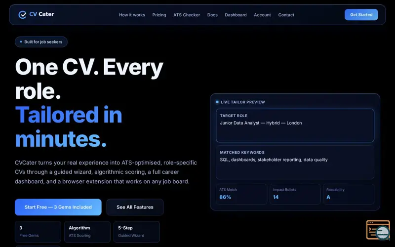 Screenshot of CVCater