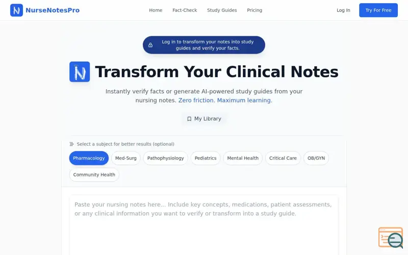 Screenshot of NurseNotesPro