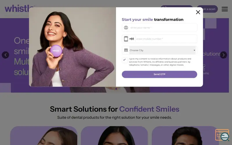 Screenshot of Whistle Aligners