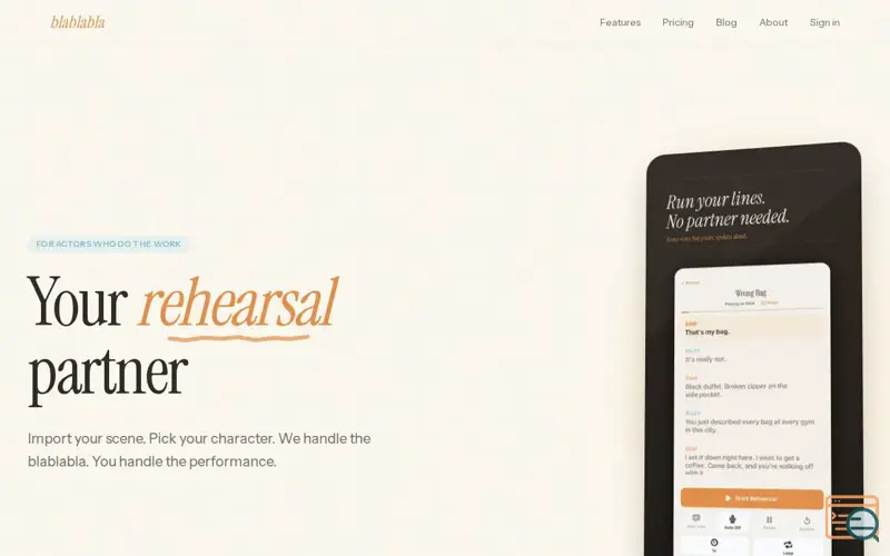 Screenshot of blablabla: Rehearse Your Lines