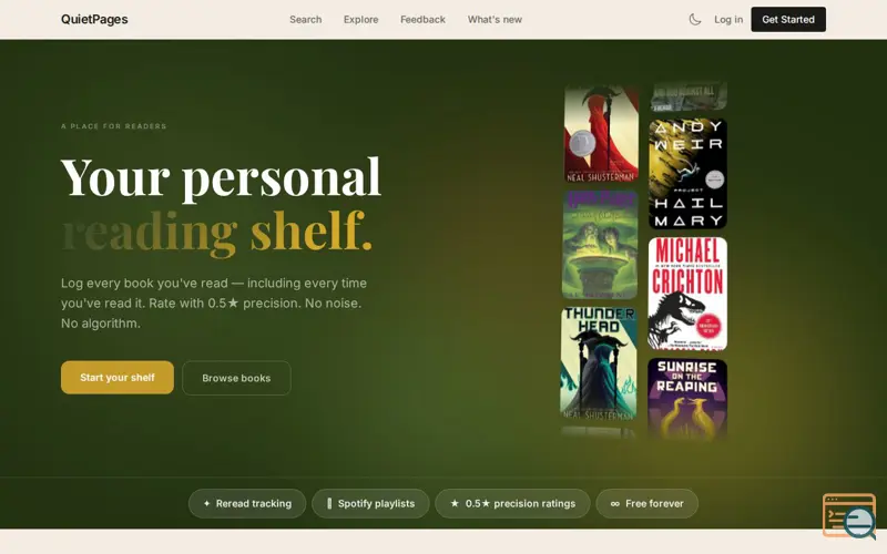 Screenshot of QuietPages