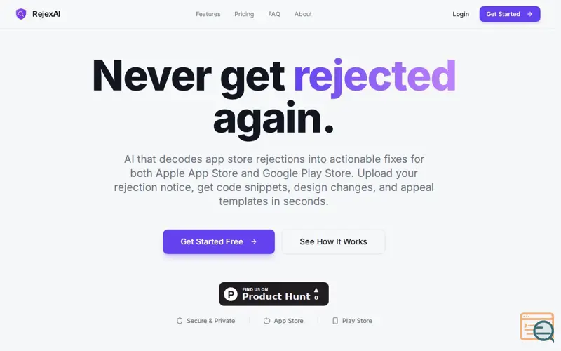 Screenshot of REJEX AI