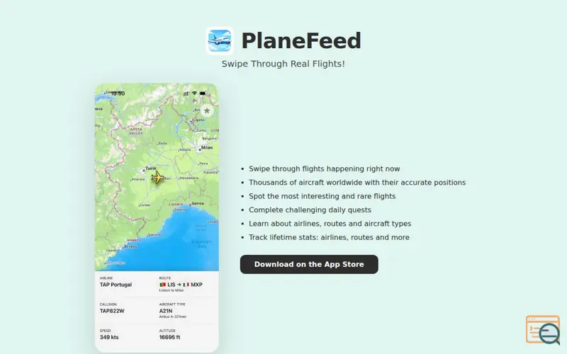 Screenshot of PlaneFeed