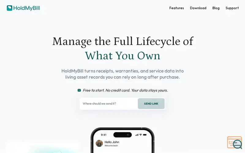 Screenshot of HoldMyBill - Organize ownership