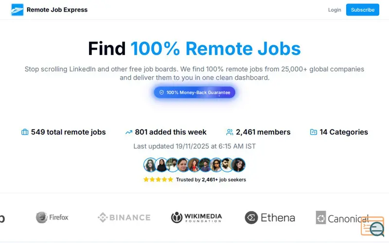 Screenshot of Remote Job Express