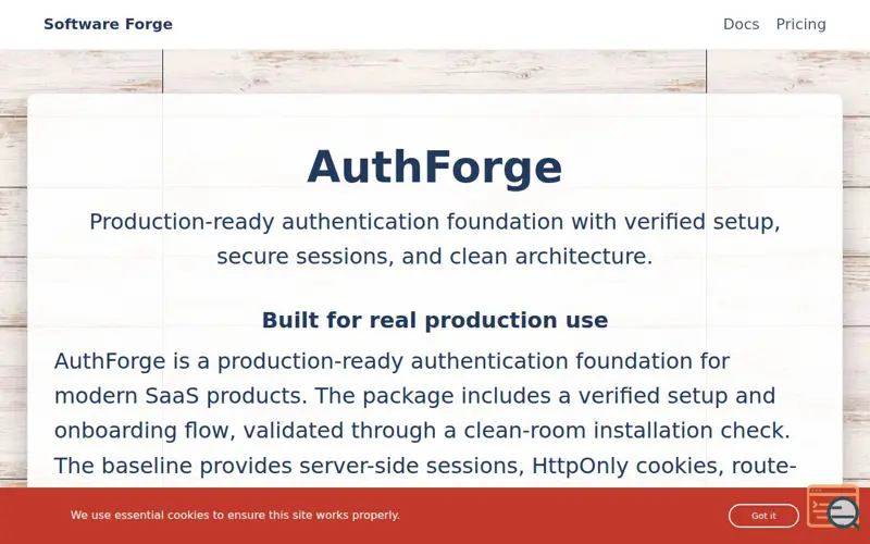 Screenshot of AuthForge