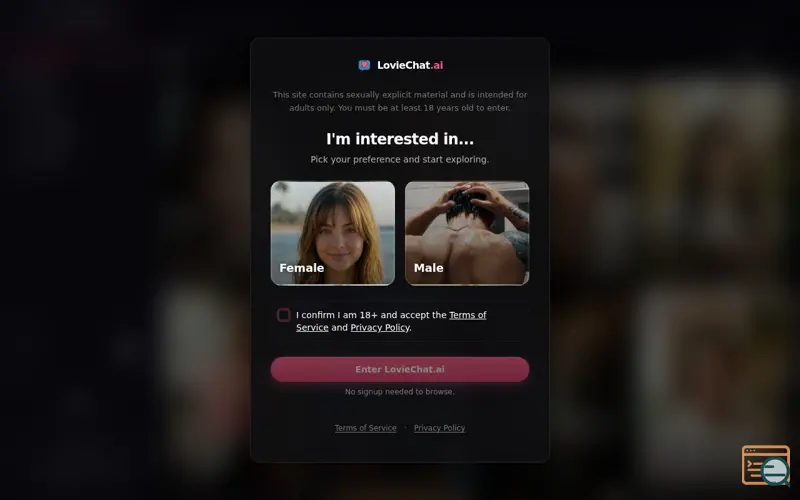 Screenshot of LovieChat.ai