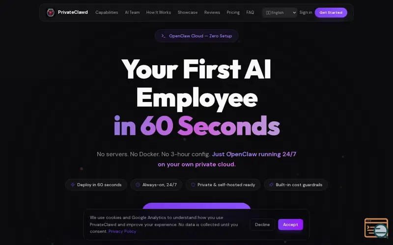 Screenshot of PrivateClawd