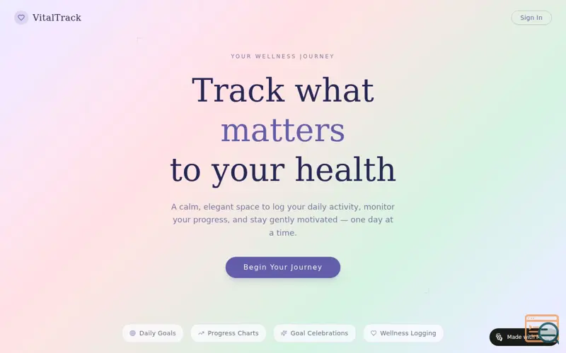 Screenshot of VitalTrack