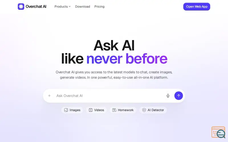 Screenshot of Overchat AI
