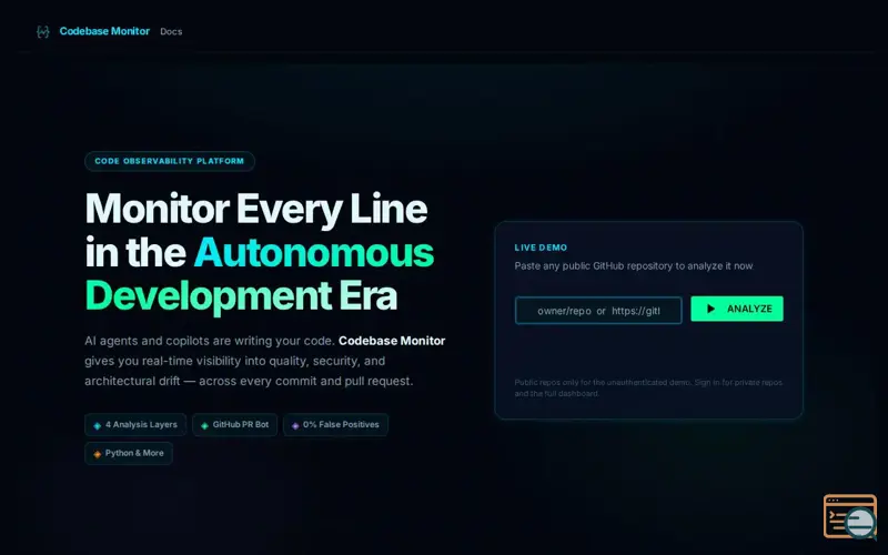 Screenshot of CodebaseMonitor
