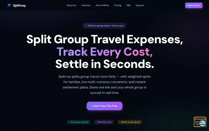 Screenshot of Splitvoy