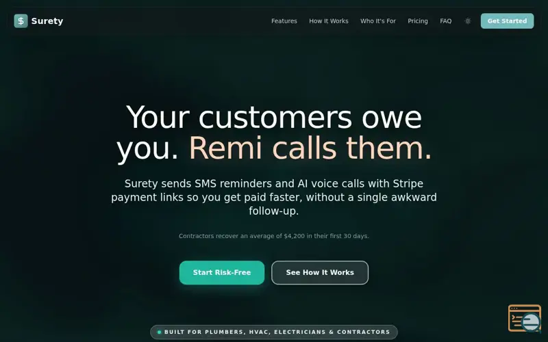 Screenshot of Surety