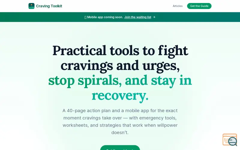 Screenshot of Craving Toolkit