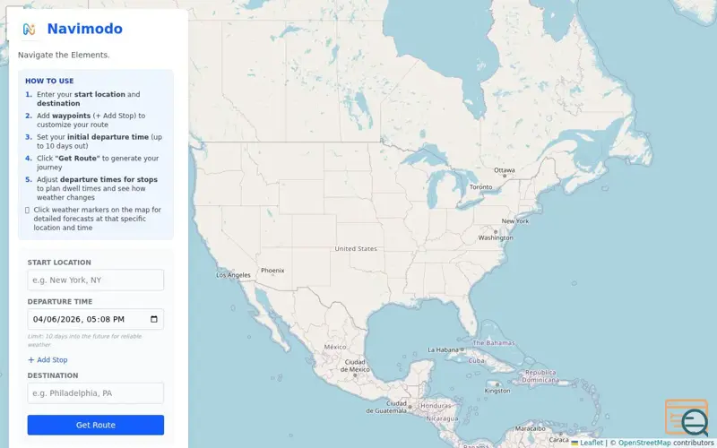 Screenshot of I built a navigation app that displays weather along the route