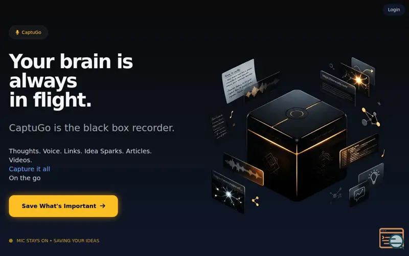Screenshot of CaptuGo - Blackbox capture for your mind