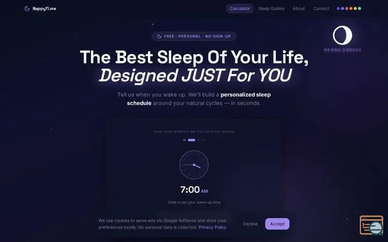 Screenshot of NappyTi.me