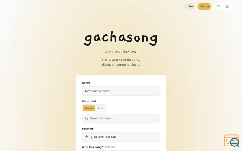 Screenshot of GachaSong — Write One, Pick One.