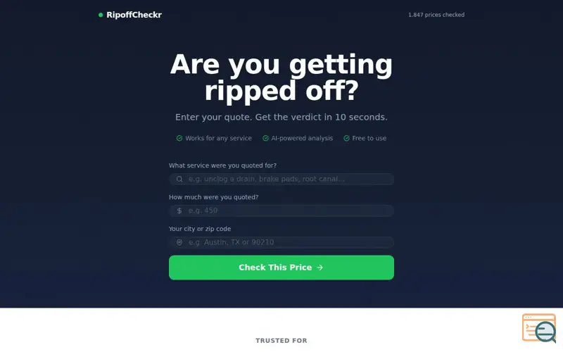 Screenshot of RipoffCheckr —  Getting Ripped Off?