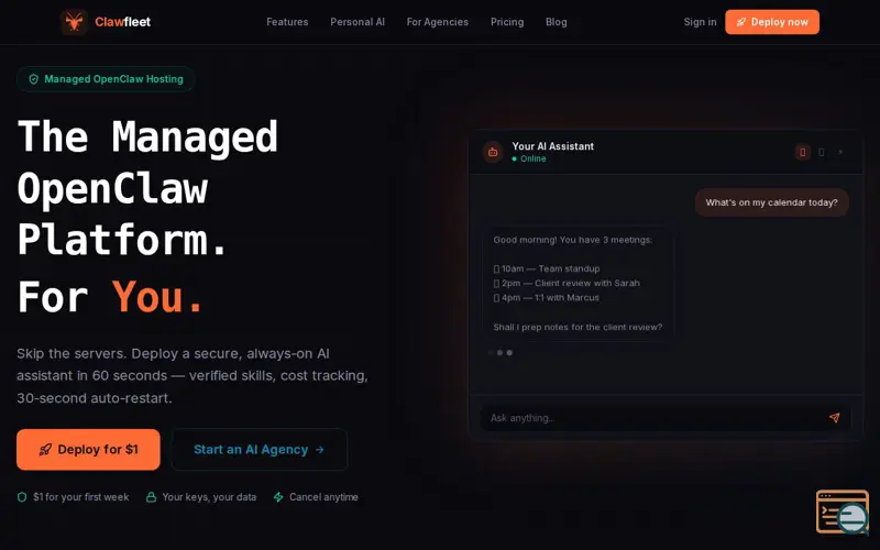 Screenshot of Clawfleet