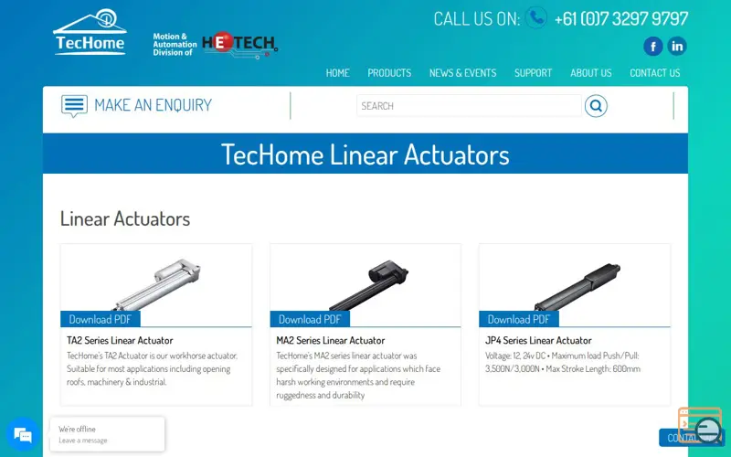 Screenshot of Linear Actuators