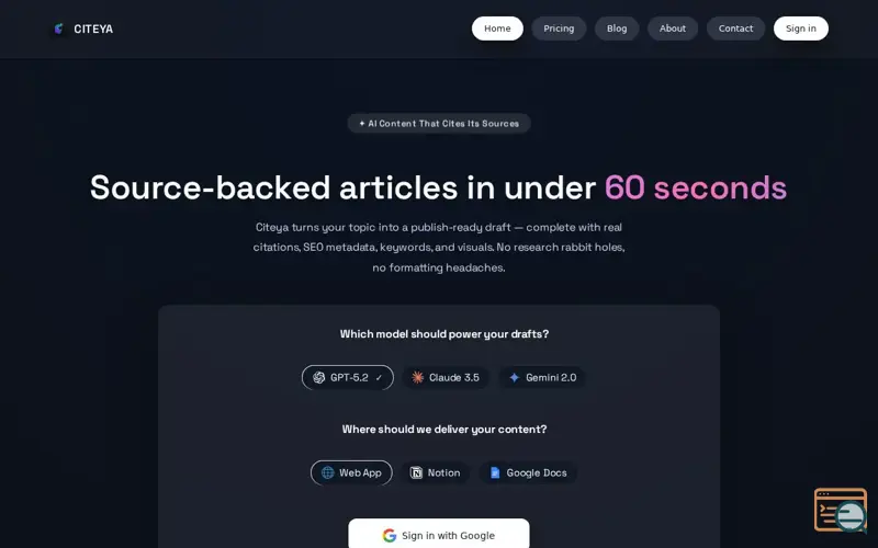 Screenshot of Citeya