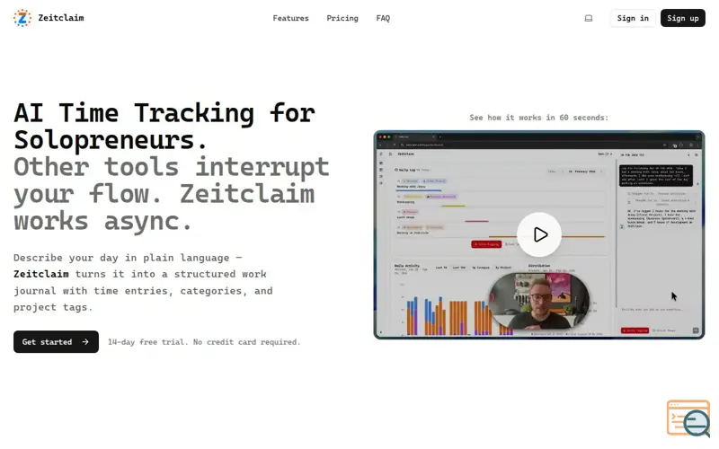 Screenshot of Zeitclaim