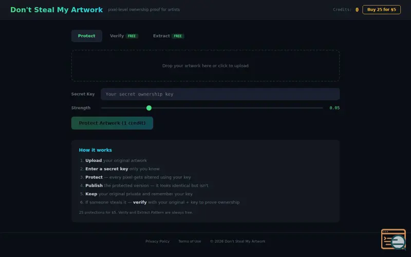 Screenshot of Don't Steal My Artwork