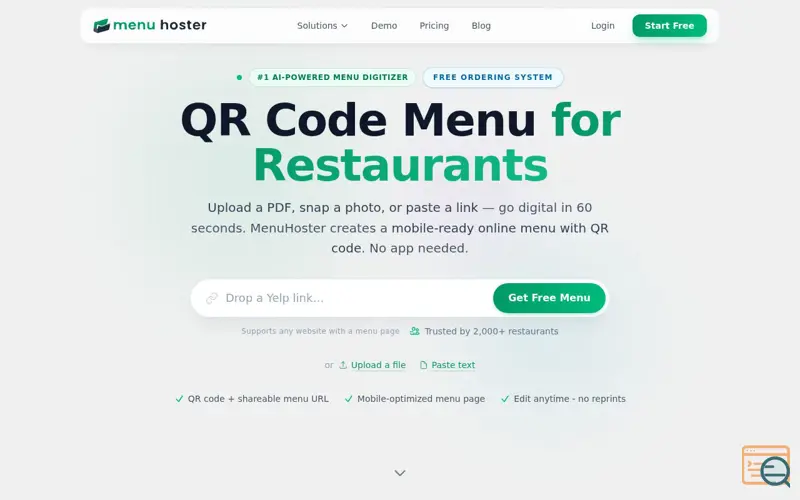 Screenshot of MenuHoster