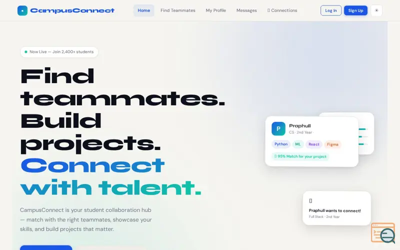Screenshot of CampusConnect