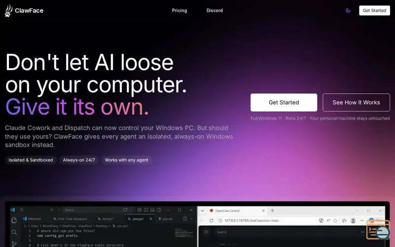 Screenshot of ClawFace