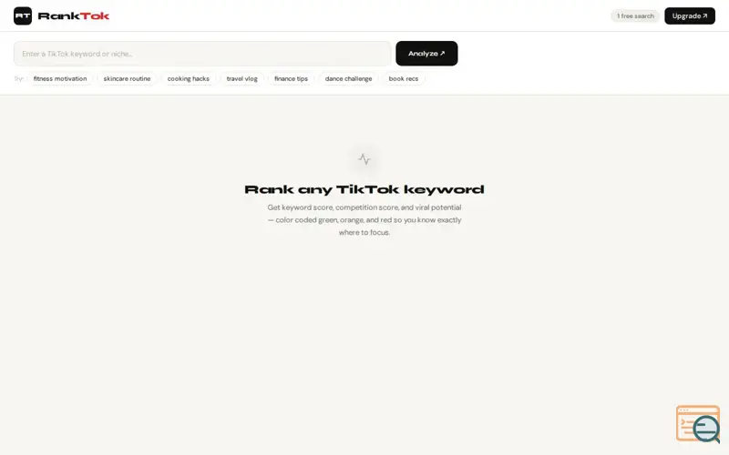 Screenshot of RankTok — TikTok Keyword Analyzer