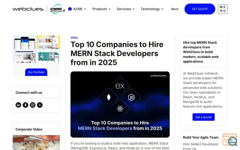 Screenshot of WebcluesInfotech