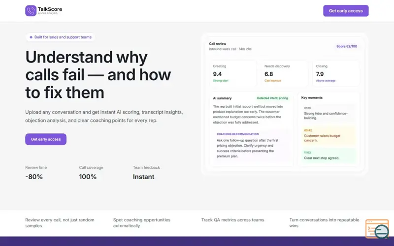 Screenshot of TalkScore
