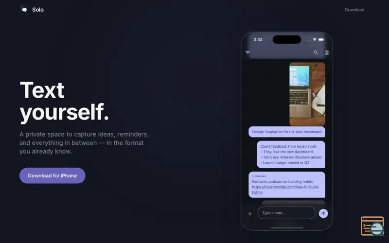 Screenshot of Solo — Text yourself