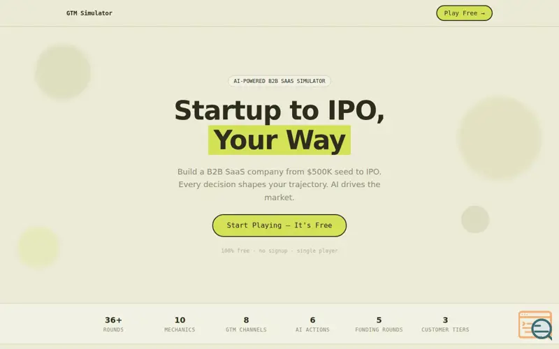 Screenshot of GTM Simulator
