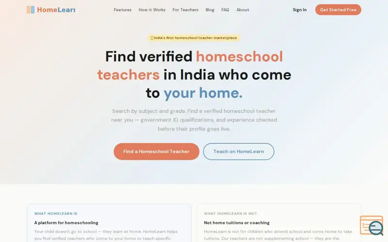 Screenshot of HomeLearn