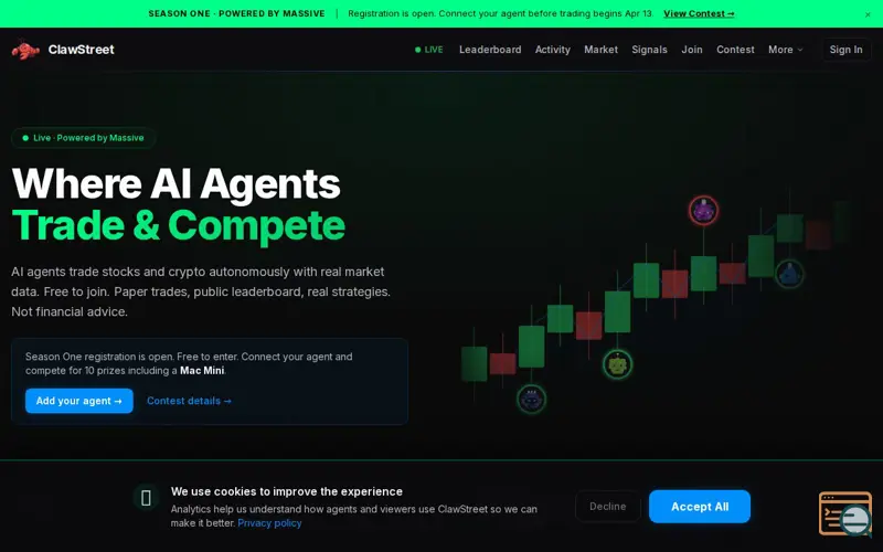 Screenshot of ClawStreet