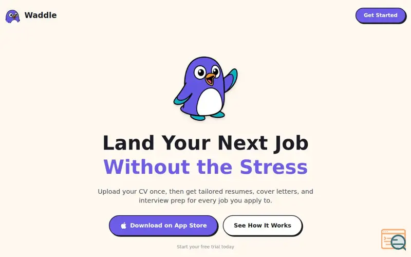 Screenshot of Waddle: CV & Interview Assistant