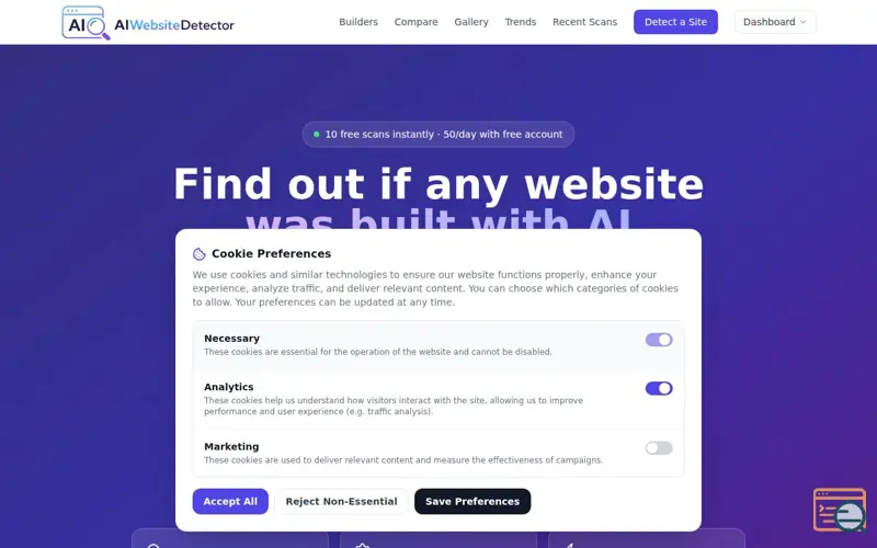 Screenshot of AI Website Detector