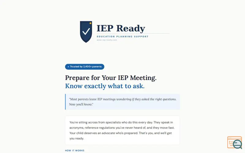 Screenshot of IEP READY