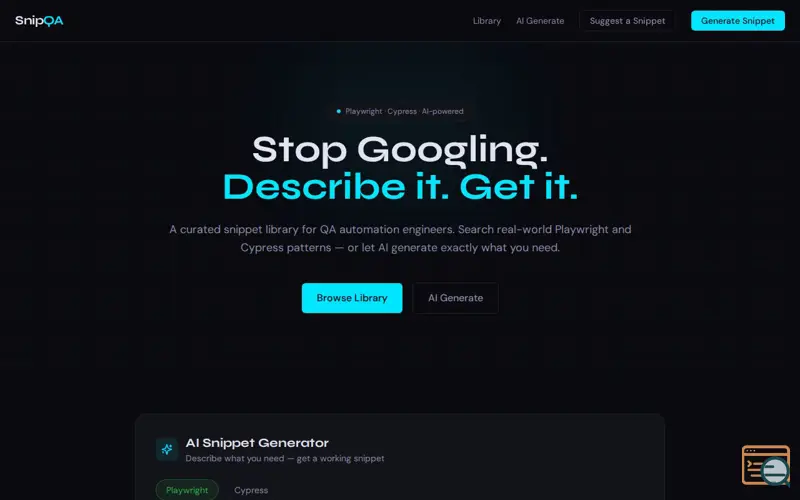 Screenshot of SnipQA