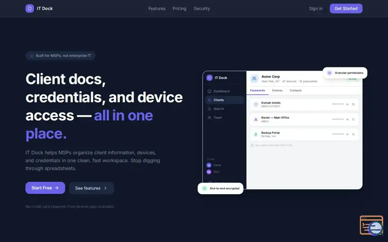Screenshot of IT Dock