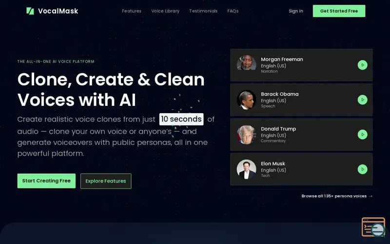 Screenshot of VocalMask
