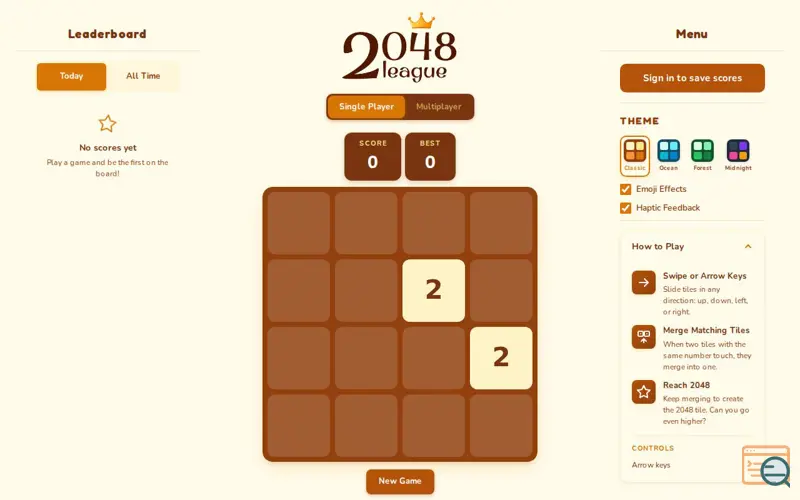 Screenshot of 2048 with a Leaderboard