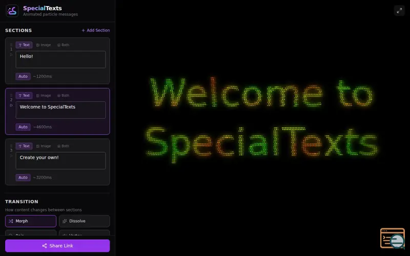 Screenshot of SpecialTexts